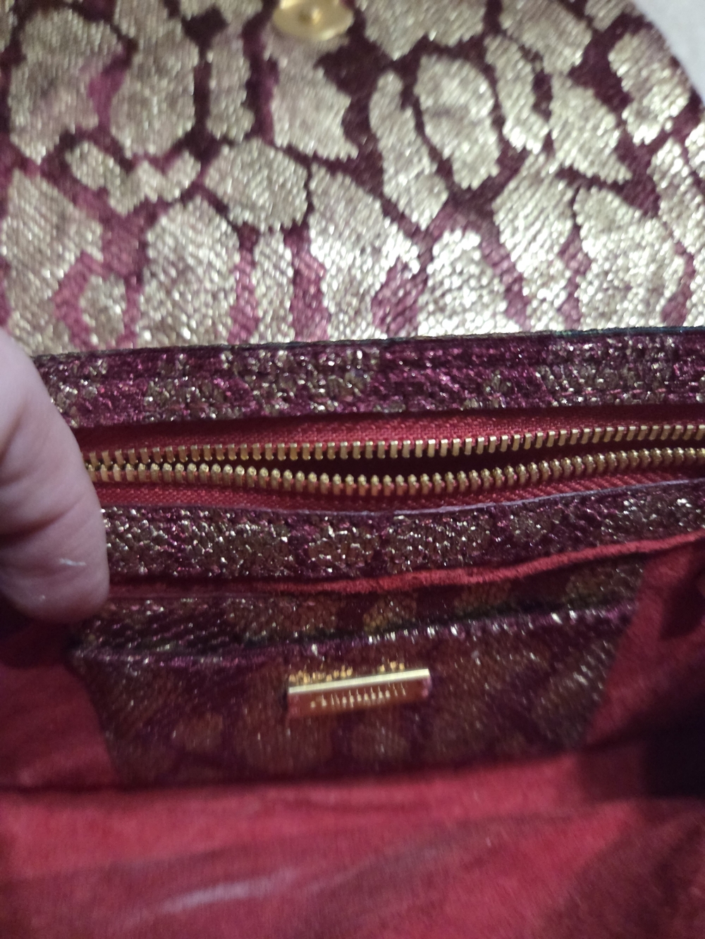 Hammitt Gold & Burgundy Metallic Crossbody Clutch - Picture 4 of 8